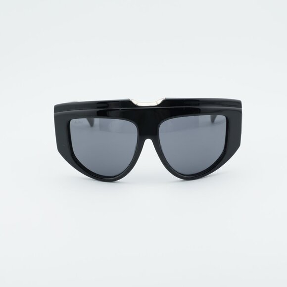 Max Mara ORSOLA MM0083 01A Sunglasses Shiny Black Shield Frame, Smoke Lenses